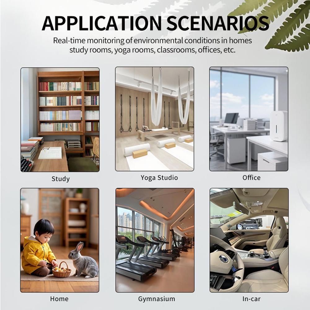 3'ü 1 Arada Karbondioksit Dedektörü LED Dijital Ekran Sıcaklık Nem Monitörü Type-C Şarj Edilebilir Tarımsal Üretim İçin