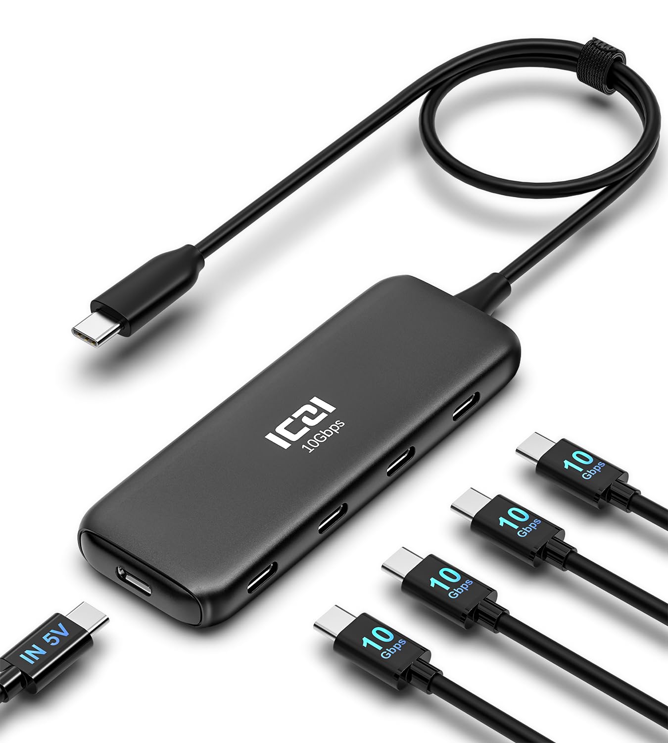 

ICZI 10 Гбит/с USB C хаб 4 порта USB Gen 2 хаб с блоком питания двойной кабель 40 см USBC на несколько совместим с MacBook iPad и видеовыход нет