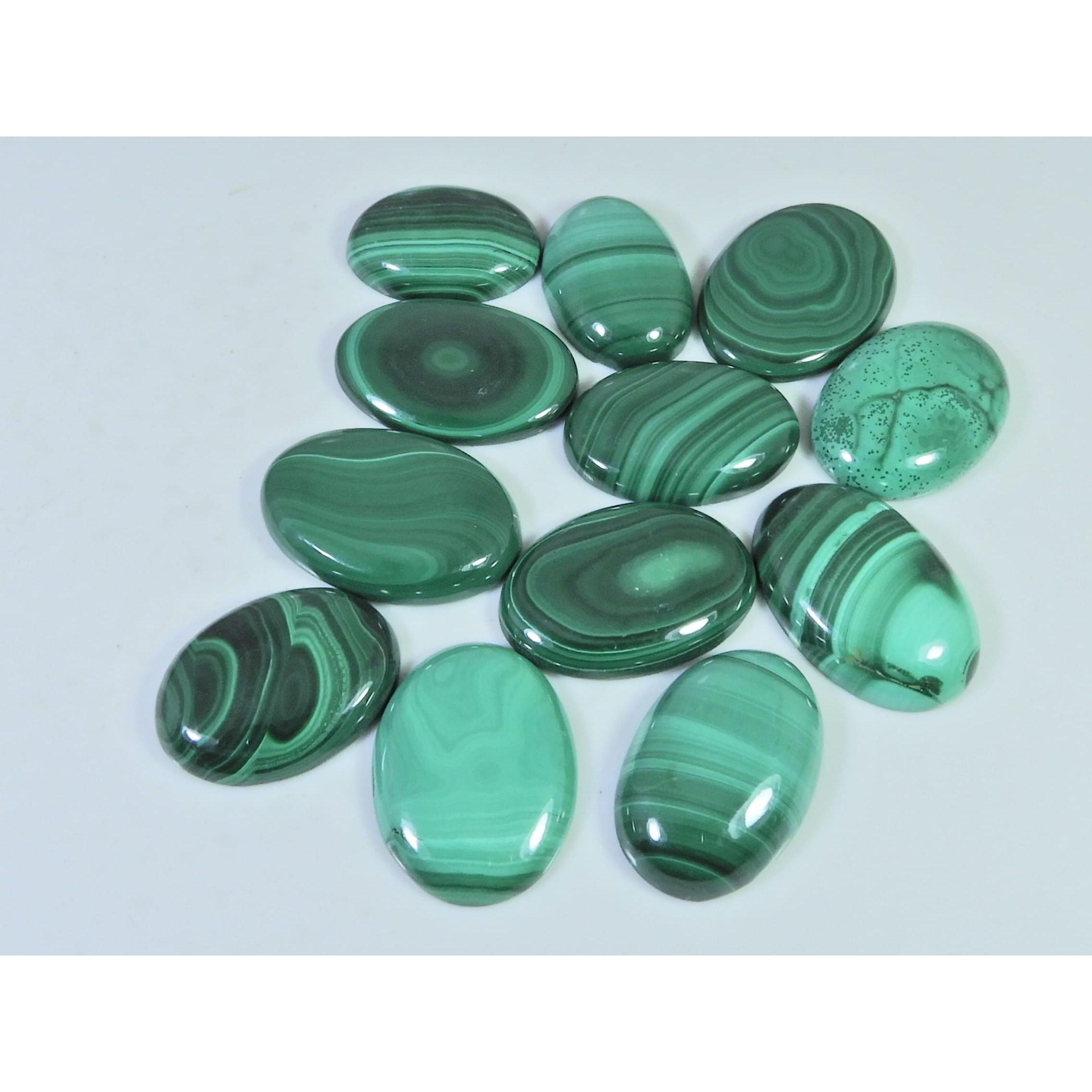 Natural Green Malachite Oval Cabochon Loose Gemstone 12Pcs Lot 311Cts. C-1698