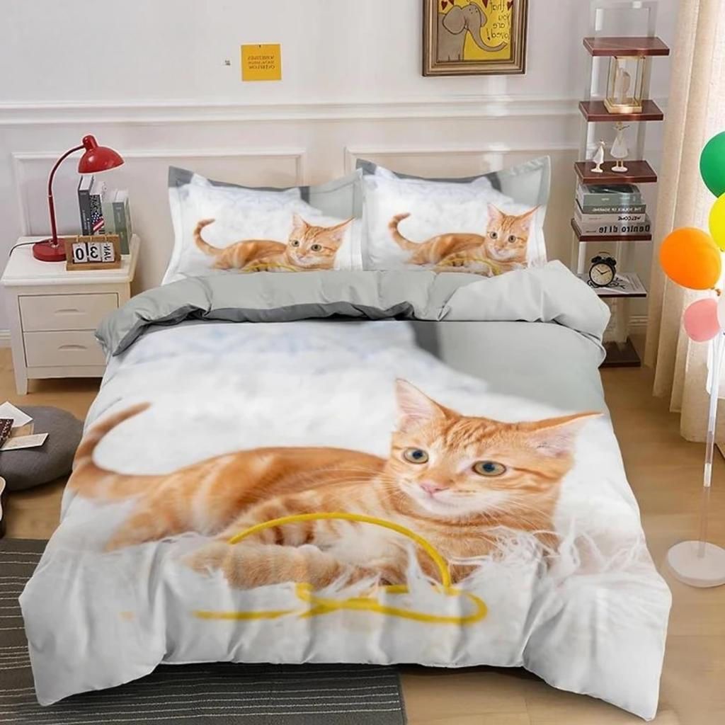 Kitty Pattern Quilt Cover Lovely Pet Cat Bedding Set Animal Printed Covers Pillowcase Single Double King Queen Size Duvet Cover