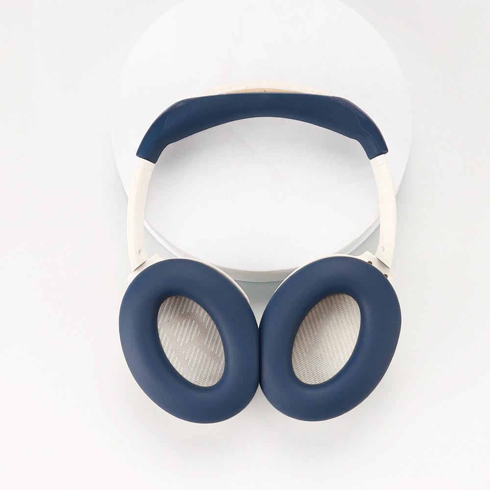 

For Bose QC45/QC35/QC25/QC15/AE2 1 Pair Silicone Headphone Earpads Caps+1 Head Beam Cover Dark Blue