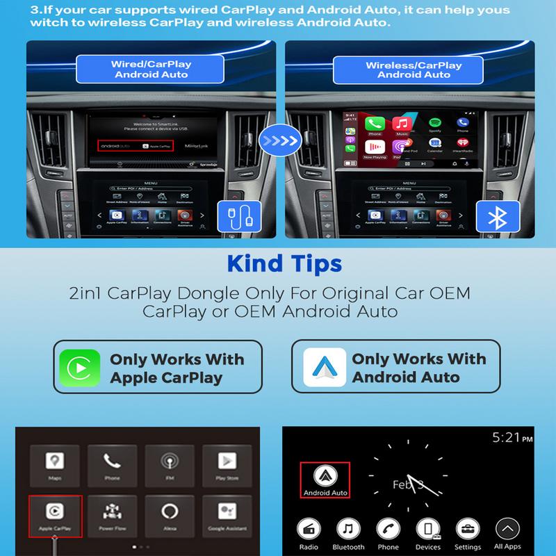 Wireless Car Adapter Car Play Adapter Versatile Car Wireless Adapter Portable Wireless Car Play Adapter Wireless Auto Dongle For