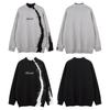 Unisex Oversized Streetwear Knit Sweater With Irregular Patchwork Embroidered Details Acrylic Blend Winter Warm Loose Fit