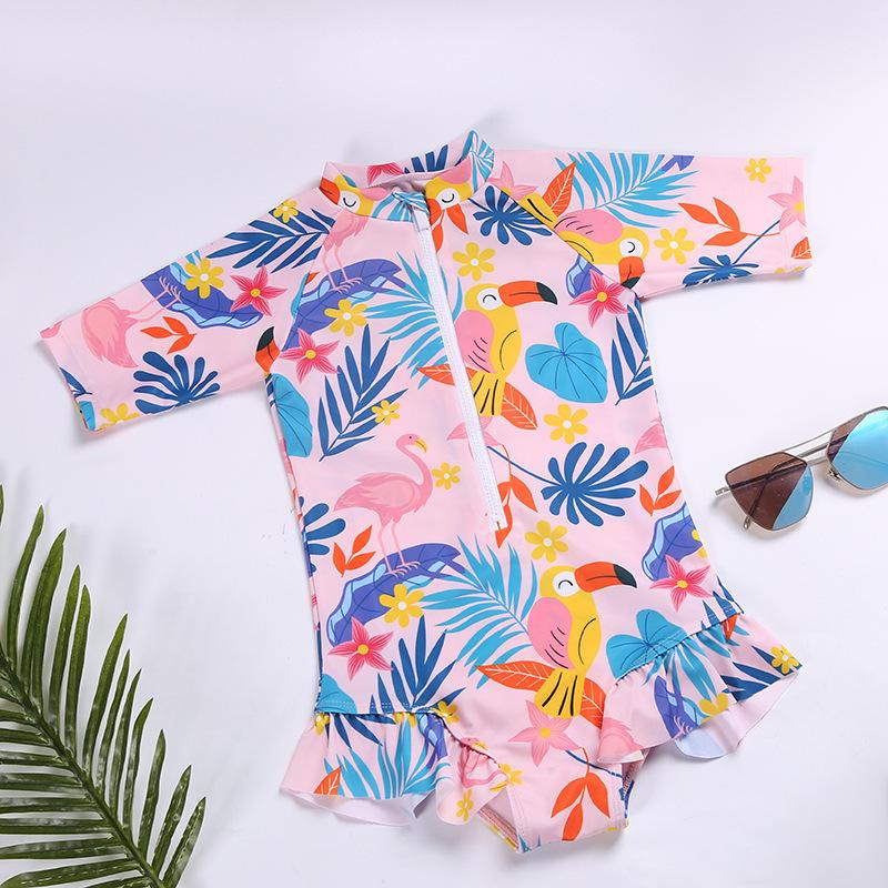 2026 Sun-Protection One-Piece Swimsuit for Girls - Cute Summer Beachwear for Toddlers