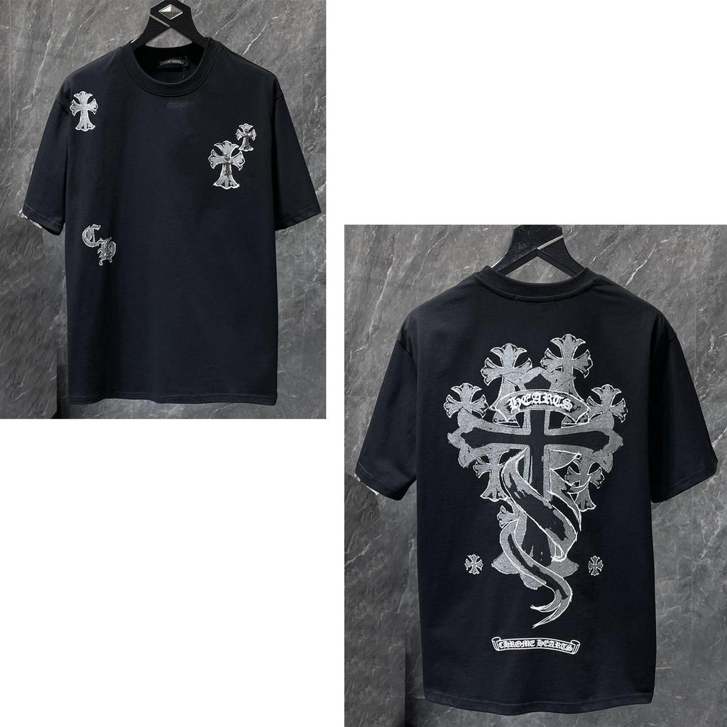 8937 CHROME HEARTS 2026 Summer New High Quality Cotton Round Neck Loose Large Size Men's and Women's T-shirt Couple T-shirt