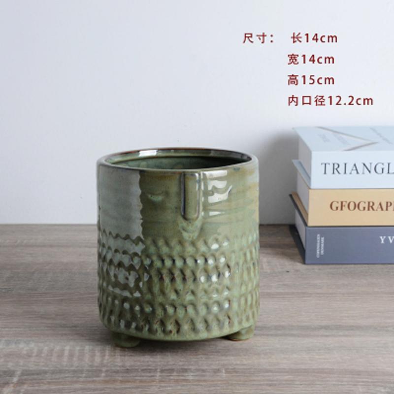Nordic Ceramic Flower Basin Face Multi-meat Green Plant Flower Pot Vase Retro Vase Home Decoration Ceramic Planter Pot Desktop