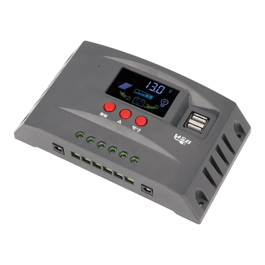 Solar Charge Controller MPPT Tracking Charging 12V 24V Automatic Adaptation LCD Solar Panel Regulator with 2 DC USB 50A