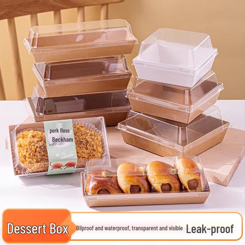 Boîtes d'emballage alimentaire rectangulaires transparentes avec couvercles (Paquet de 50)