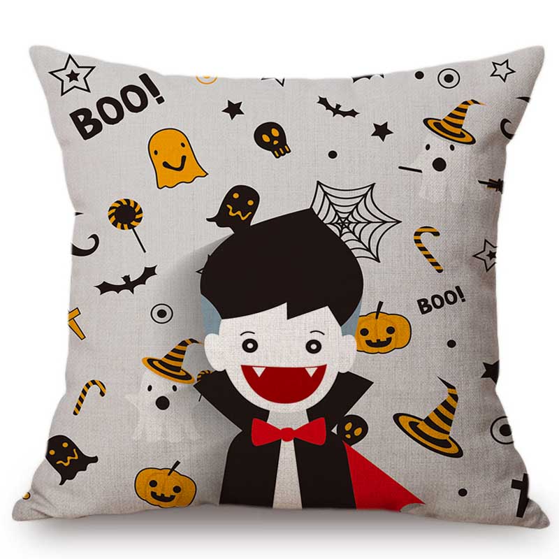 Halloween Decoration Pillow Case Happy Halloween Cartoon Vampire Pumpkin Party Celebration Decorative Sofa Cushion Covers