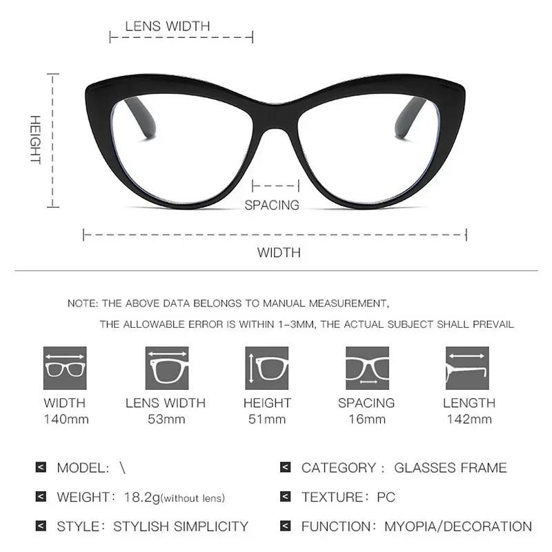  Fashion Eyeglasses Frames for Women Cat Eye Glasses Frame Red White Clear Optical Spectacles Blue Light Blocking Glasses