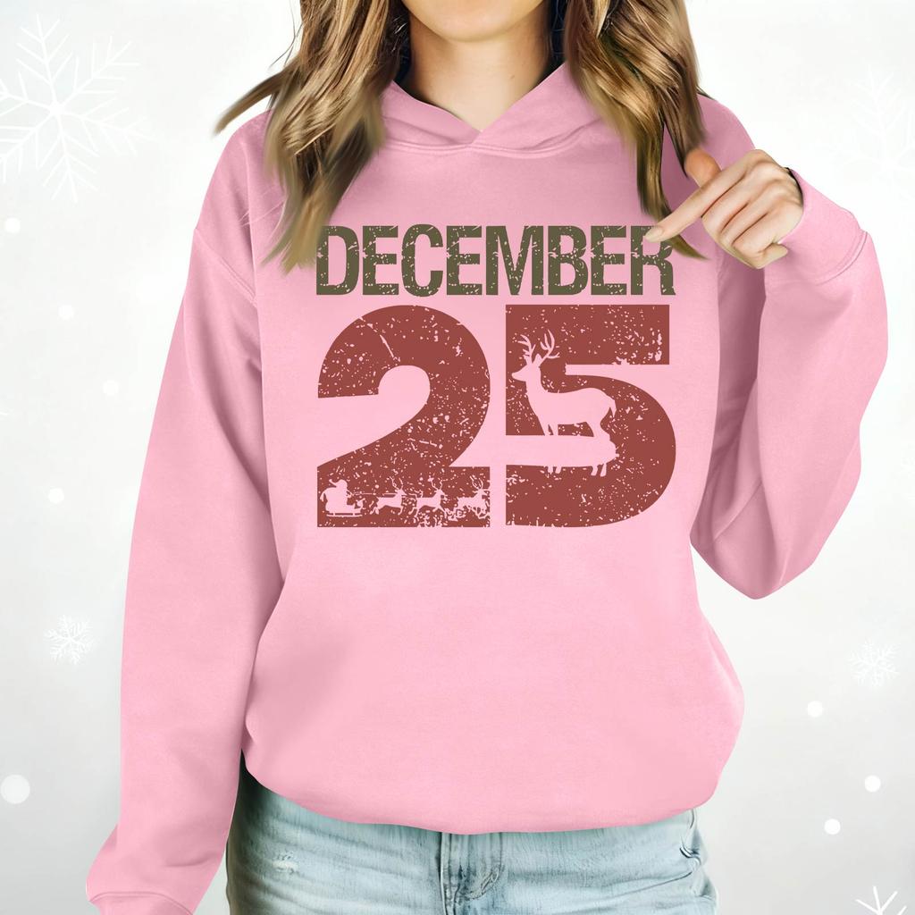 Damenmode Lässig Langarm Bedruckt Rundhals Kapuzenpullover Pullover Top