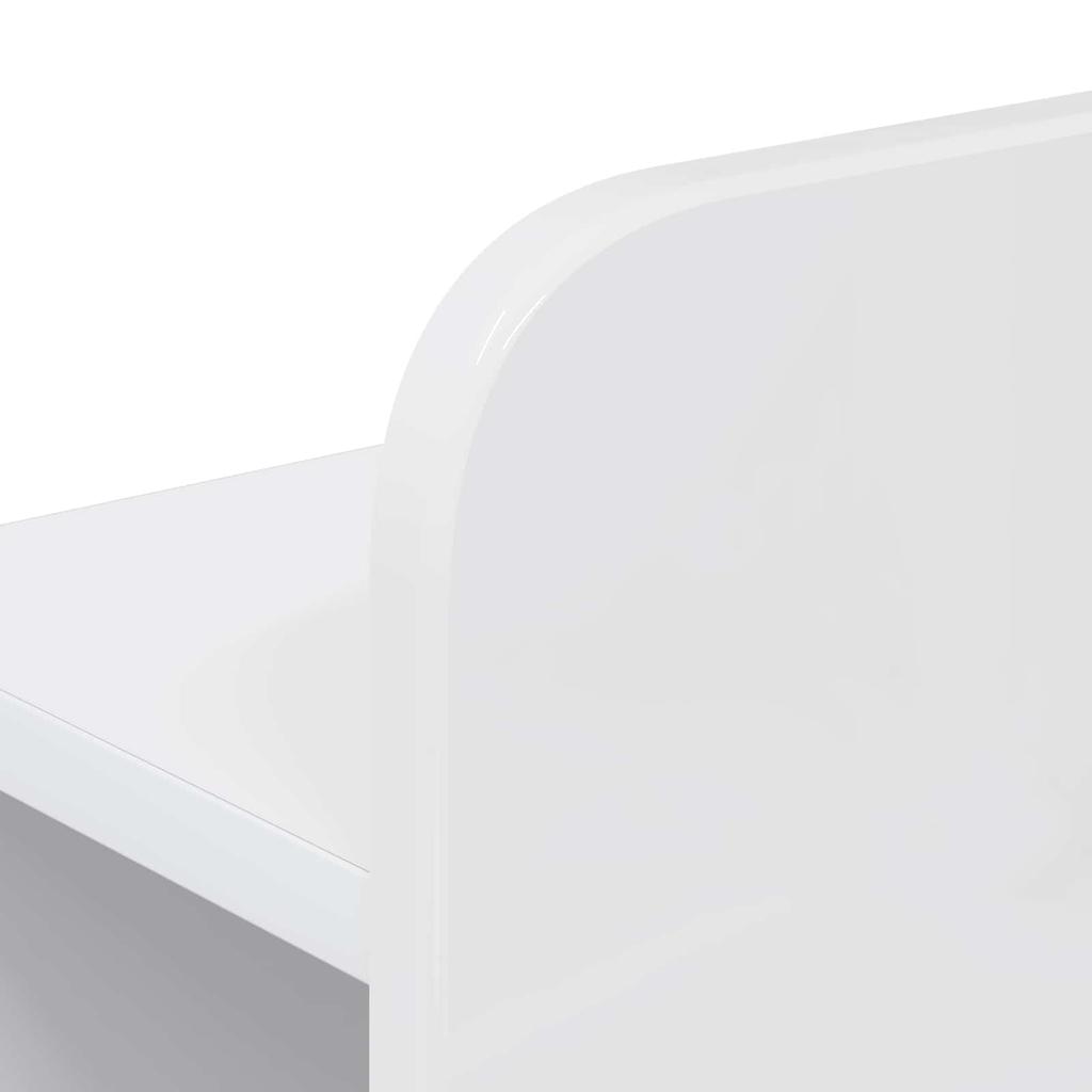 Headboard Cabinet with Storage Glossy White Engineered Wood