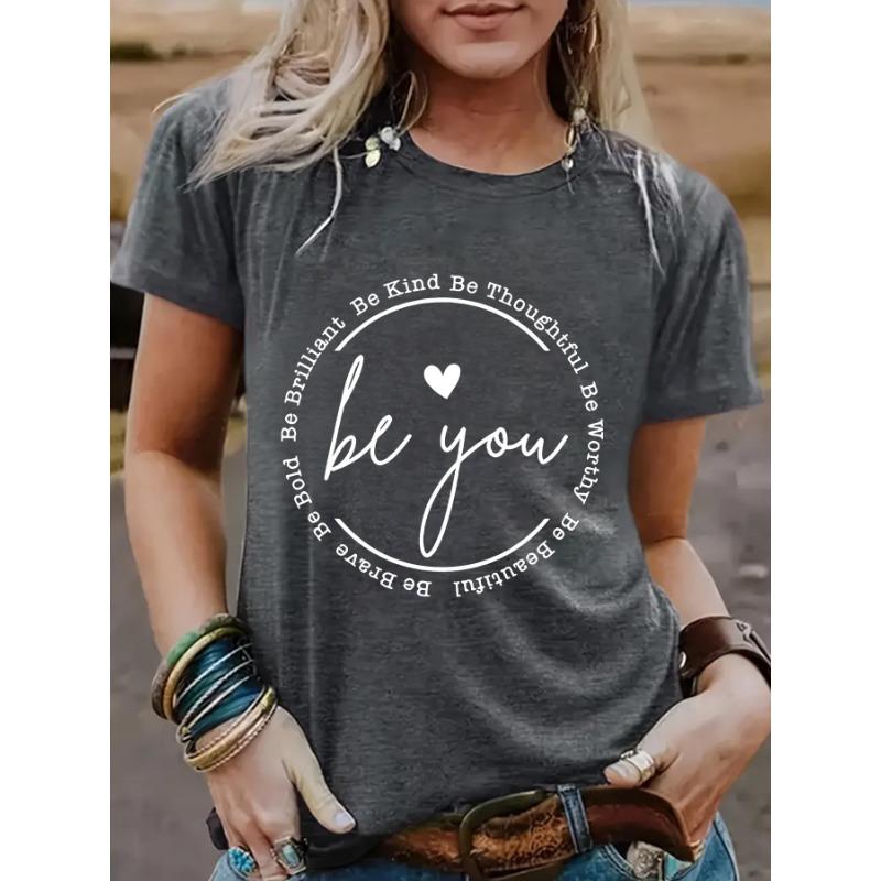 Women's Clothing Slogan Pattern Round-neck Short-sleeved Casual and Fashionable T-shirt