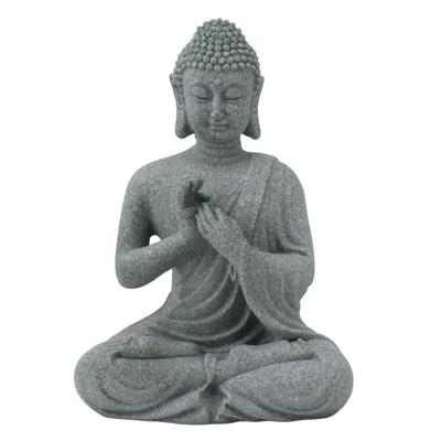 Socha Buddhy Zelená pískovcová socha Buddhistická sedící figurka Ornament pro obývací pokoj