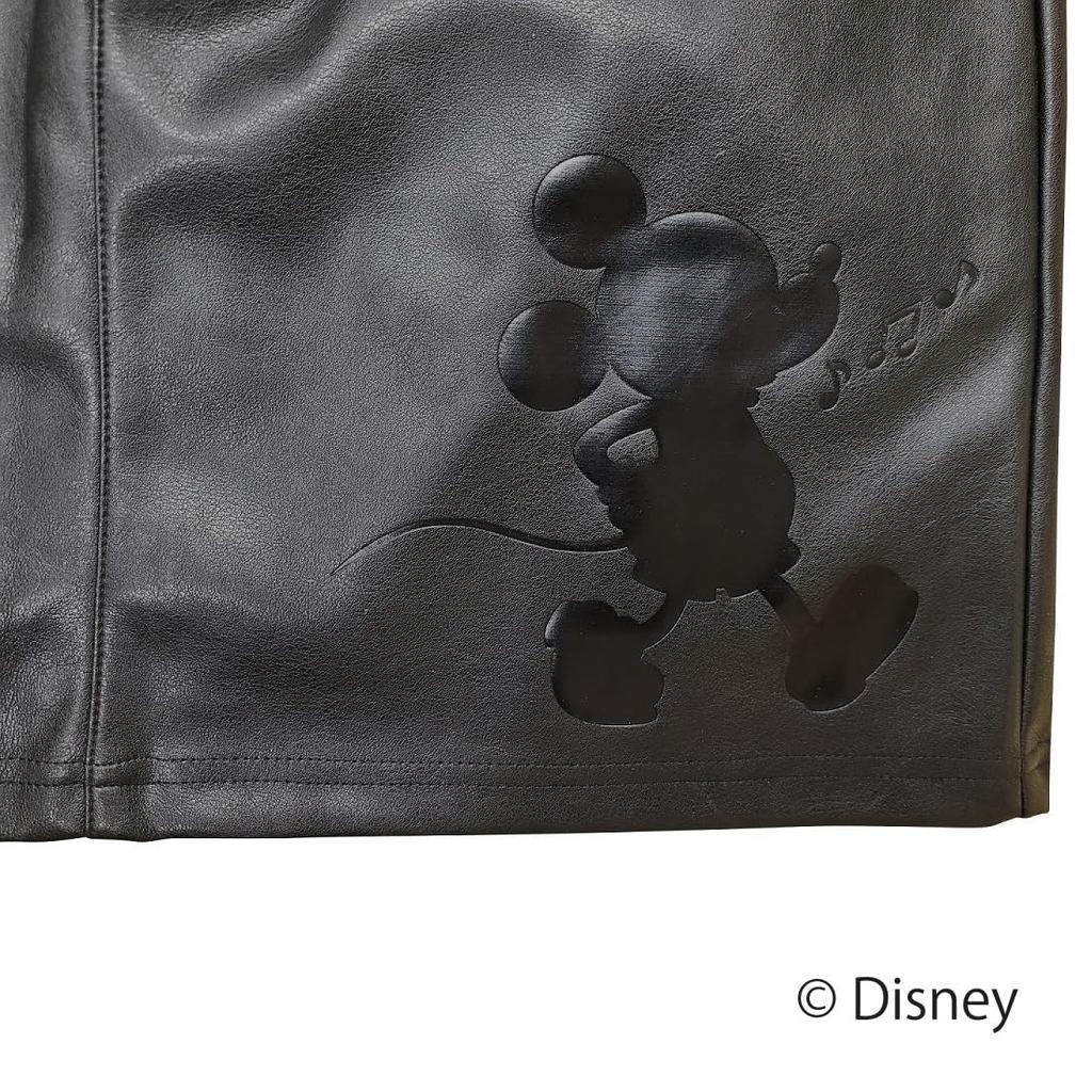 7852 Mickey Mouse Embossed Faux Leather Skirt [Delsol] (LL)