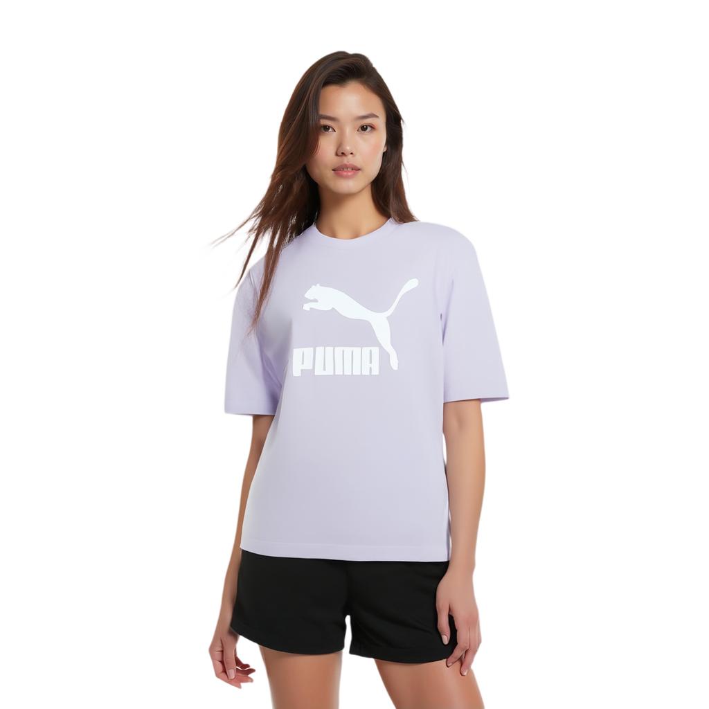 PUMA ESSENTIALS T Shirts Unisex Light Purple Crew Neck Moderate Straight Fit 539904-23