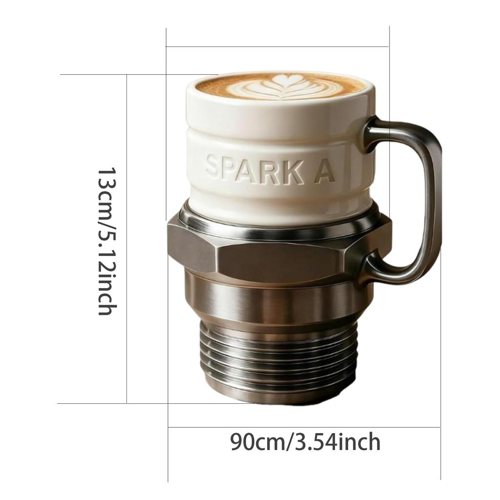 Spark Plug Coffee Mug Industrial Coffee Cup Mechanics Gearheads Automotive Themed Coffee Mug Engine Design for Car Enthusiasts
