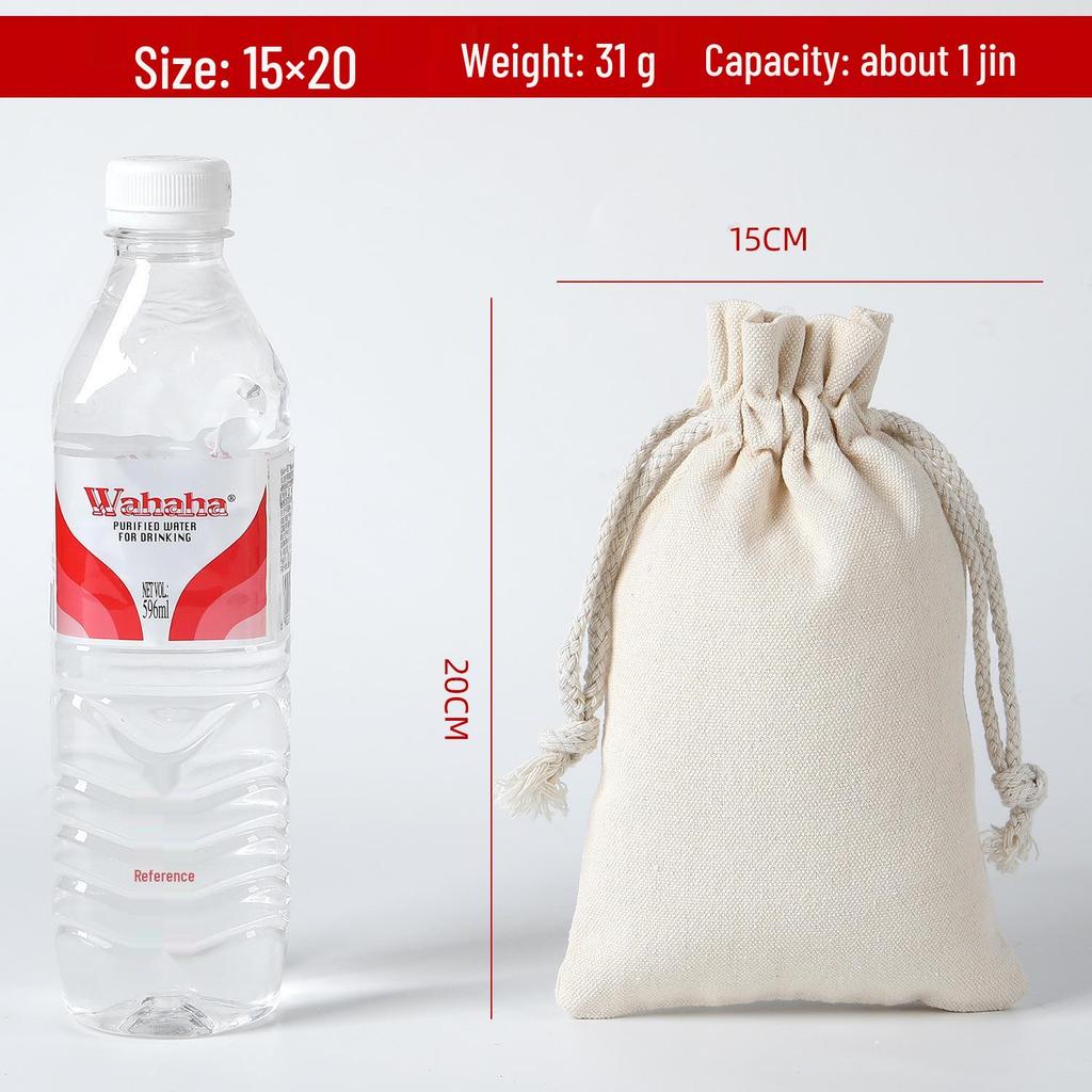 Cotton Linen Drawstring Canvas Bag, Single Layer Breathable Storage for Sundries