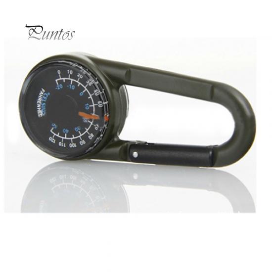 Multifunctional Carabiner Mini Compass + Thermometer + Keychain In 1