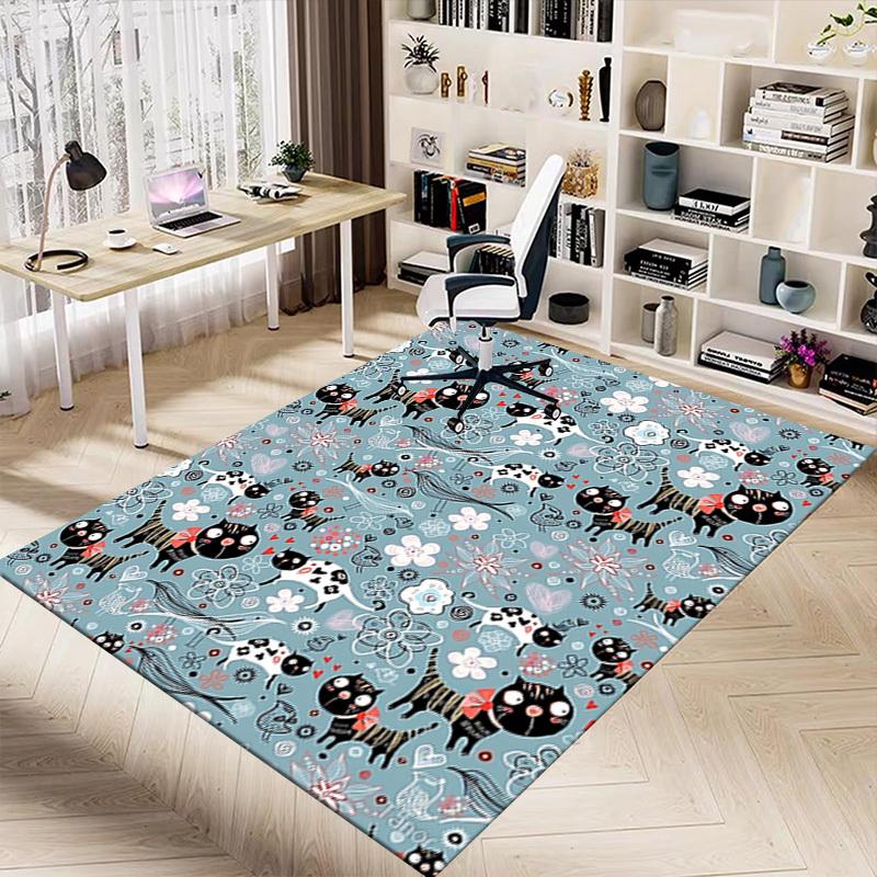 1 Stück Katzen Blumen Extra Groß Rutschfester Teppich, Büro, Familie, Schlafzimmer, Studio - Großer TeppichJ0332