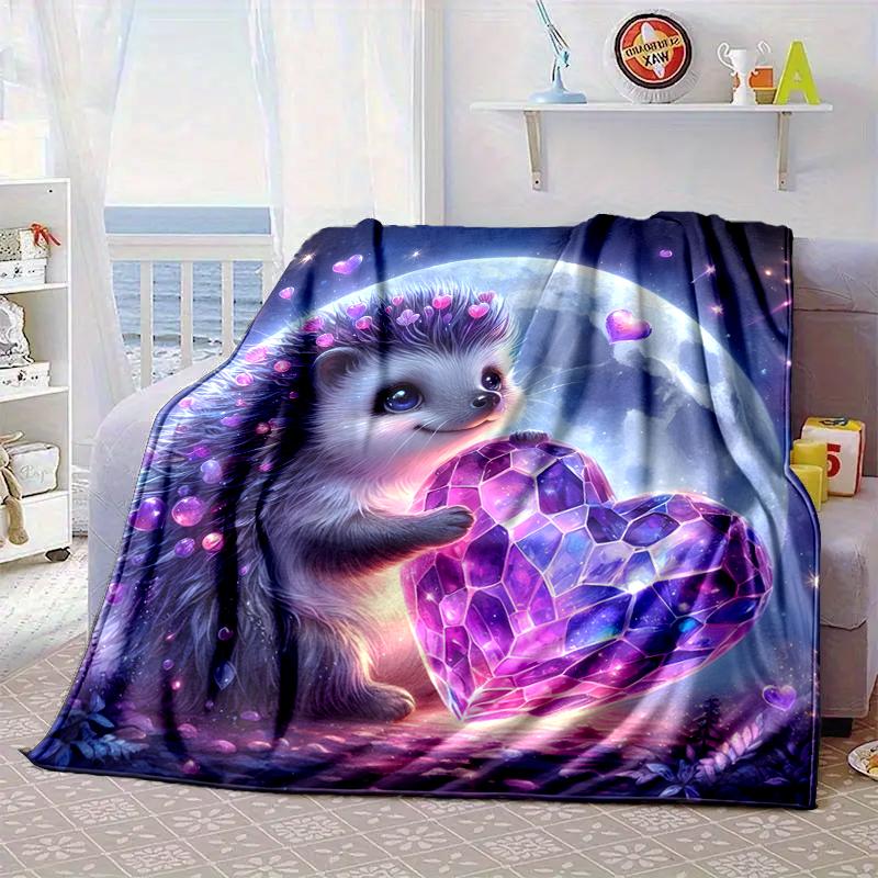 Sleepy Hedgehog Dreams Blanket Flannel Blanket for bed, sofa, Camping, Hiking, Picnic Essentials, gift for family Fan gifts