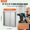 Puerta de Acceso para Barbacoa, Doble Puerta de Cocina Exterior de 610x610 mm, Puerta de Acero Inoxidable de Montaje Empotrado, Puerta Vertical de Pared con Tiradores Empotrados, para Isla de Barbacoa,
