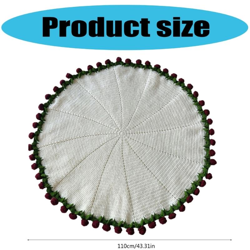 DIY Knitted Rose Flower Blanket Lovely Floral Throw Perfectly for Living Room Bedroom Decoration and Mother's Day Gift