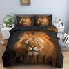 3PCS Single-sided Printed Quilt Cover Lion Animals Printed Bedding Sets Comfortable Bedspreads Comforter Duvet Birthday Gift