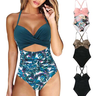 Damen Bauchweg Badeanzug Sexy Bikini Badeanzug Einteiler Bedruckter Strandbadeanzug