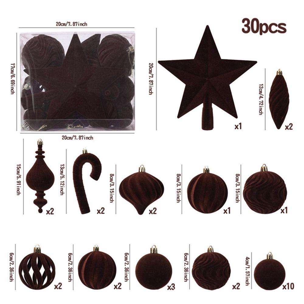 9/12/30 Pcs/set flannel Christmas Ball Set Hollow-out 6/8cm Xmas Tree Hanging Pendant Hanging Red Christmas Decorations