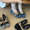 Flat Mary Jane shoes women's shoes spring and autumn 2025 new satin round head bow light mouth French ballet shoes