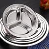 Stainless Steel Multi Compartment Round Plate 28cm For Meal Preparation Outdoor Picnics Office Lunch Microwave Safe Dish