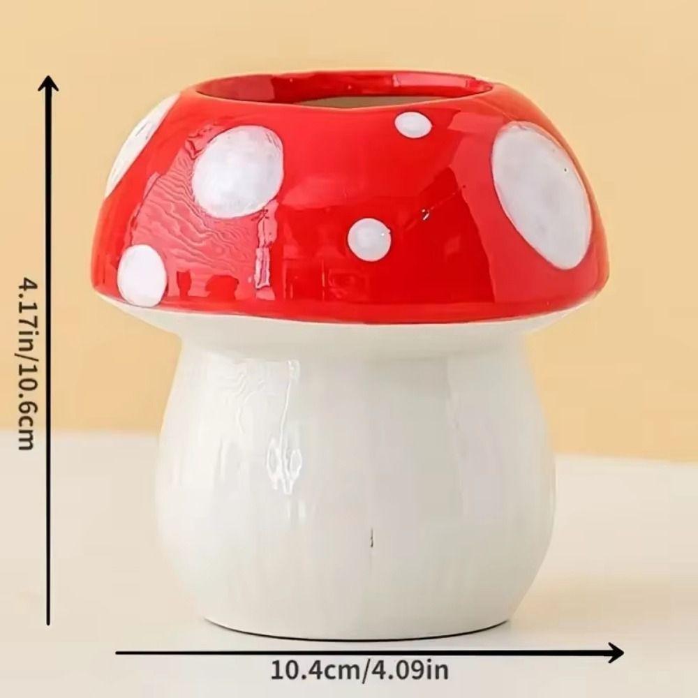 Creative Decoration Mushroom Decorative Piece Pink and Red Makeup Brush Holder  Makeup Organization