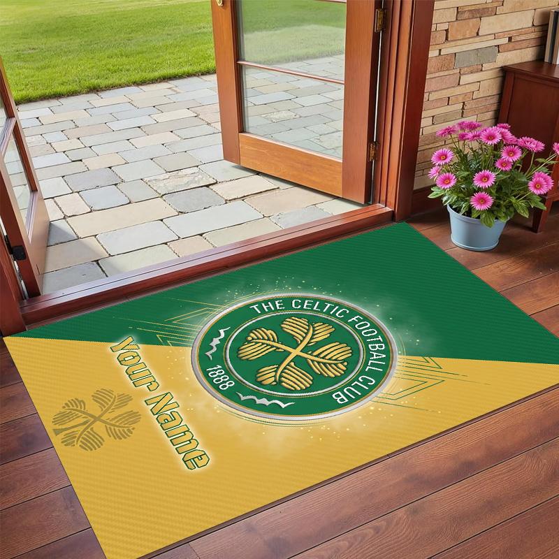Crystal Velvet Rug Custom Name Text, Soft Non Slip Floor Mat Home DecorCeltic FC