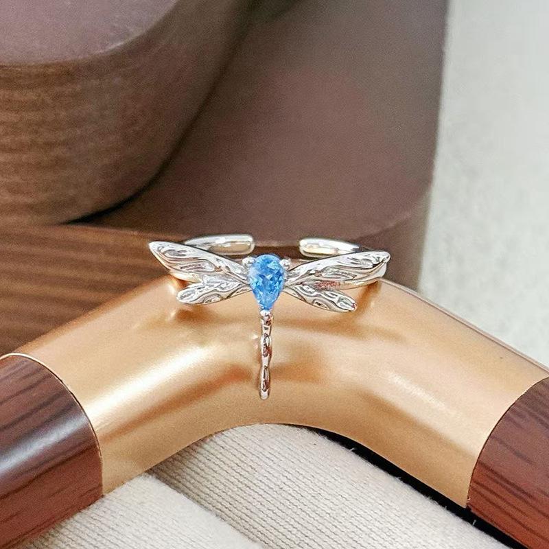 Light Luxury High-End Exquisite Super Flash Sea Blue Zircon Ring Color Treasure High Value Niche Design Fashionable Super Fairy Ring