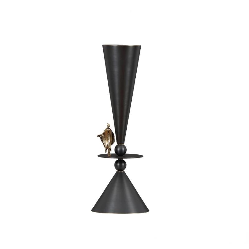 Creative Metal Handicrafts Abstract Bronze Statue Flower Vase Geometric Flower Arrangement Decorative Bottle Home Accessories