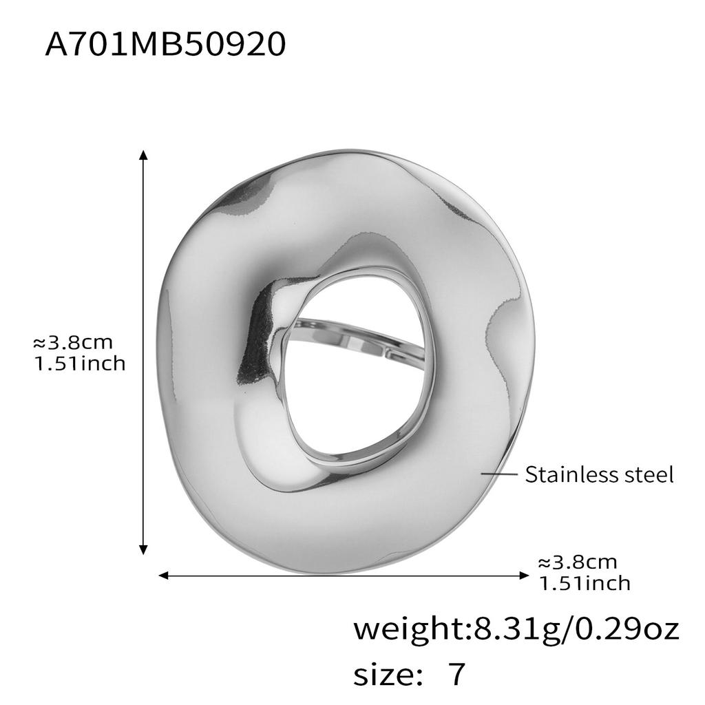Minimalist Irregular Circle Design Chunky Ring In Stainless Steel 18K Gold Plated Statement Rings For Women Modern Chic Jewelry