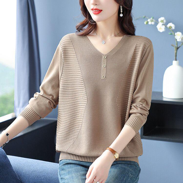 Maglione Aderente Dimagrante Taglie Forti per Donne di Mezza Età - Versatile, Ringiovanente, Top Primavera/Autunno