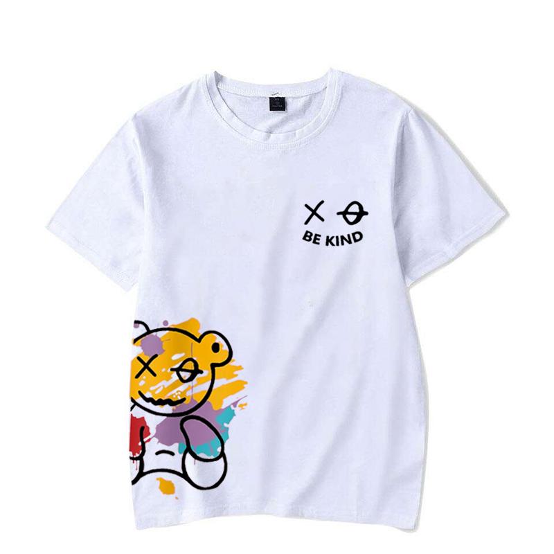 Men's Women's Summer Loose Size BE KIND Letter Cartoon Print Casual Comfortable Round Neck Short Sleeved T-shirt Top