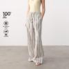 GREEN BELT Women's Embroidered Striped Drawstring Straight-Leg Casual Pants