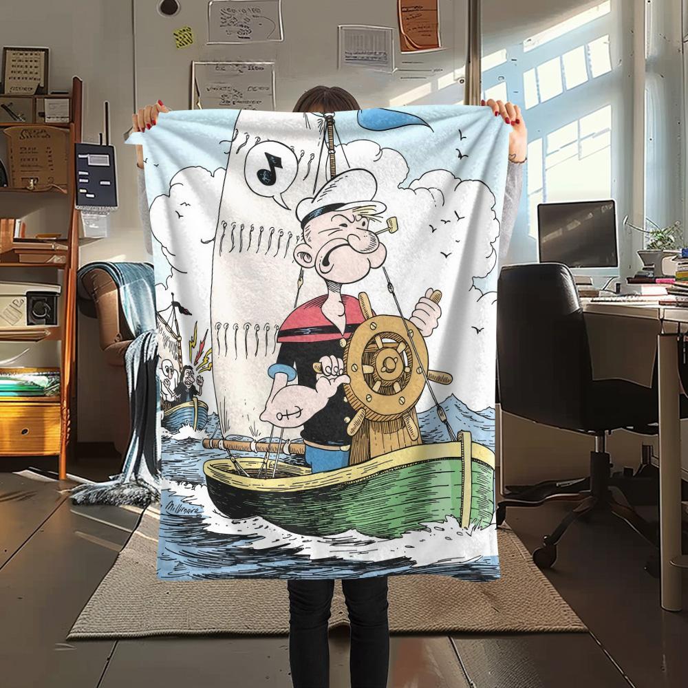 Popeye the Sailor Flannel Blanket, High quality Comfortable for All Seasons, Home Decor, Warmth and Comfort
