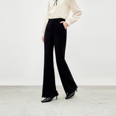 Qiusui Yiren Fashion Slimming Elastic Flared Pants with Crystal Studs