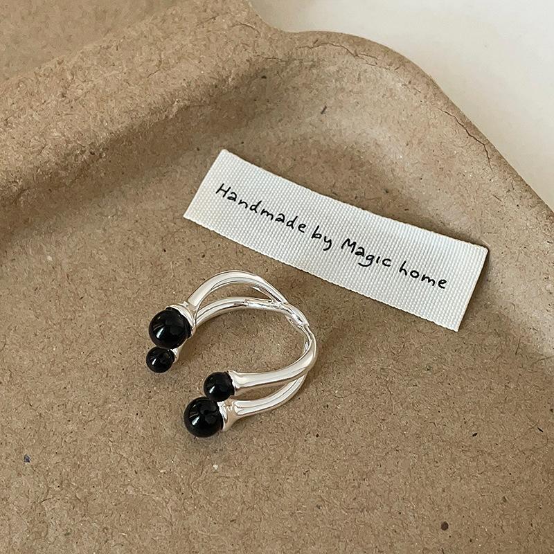 Bague en métal agate et perle haut de gamme pour femme, personnalité de niche, mode élégante et exquise, bague polyvalente