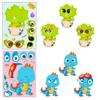 6 Sheets/Pack Dinosaur Face Change Cute Wind Independent Diy Children Quiet Toy Face Change Sticker