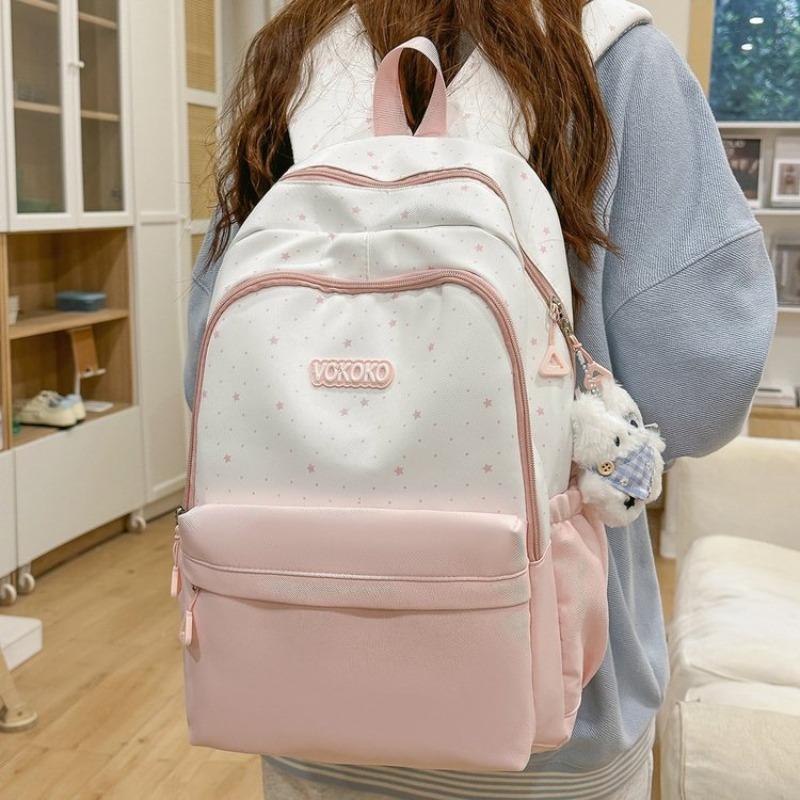 Simple Star Shaped Nylon Backpack with Cute Style Casual Student Backpack with Large Capacity and Multiple Pockets Suitable for Daily and Student Use