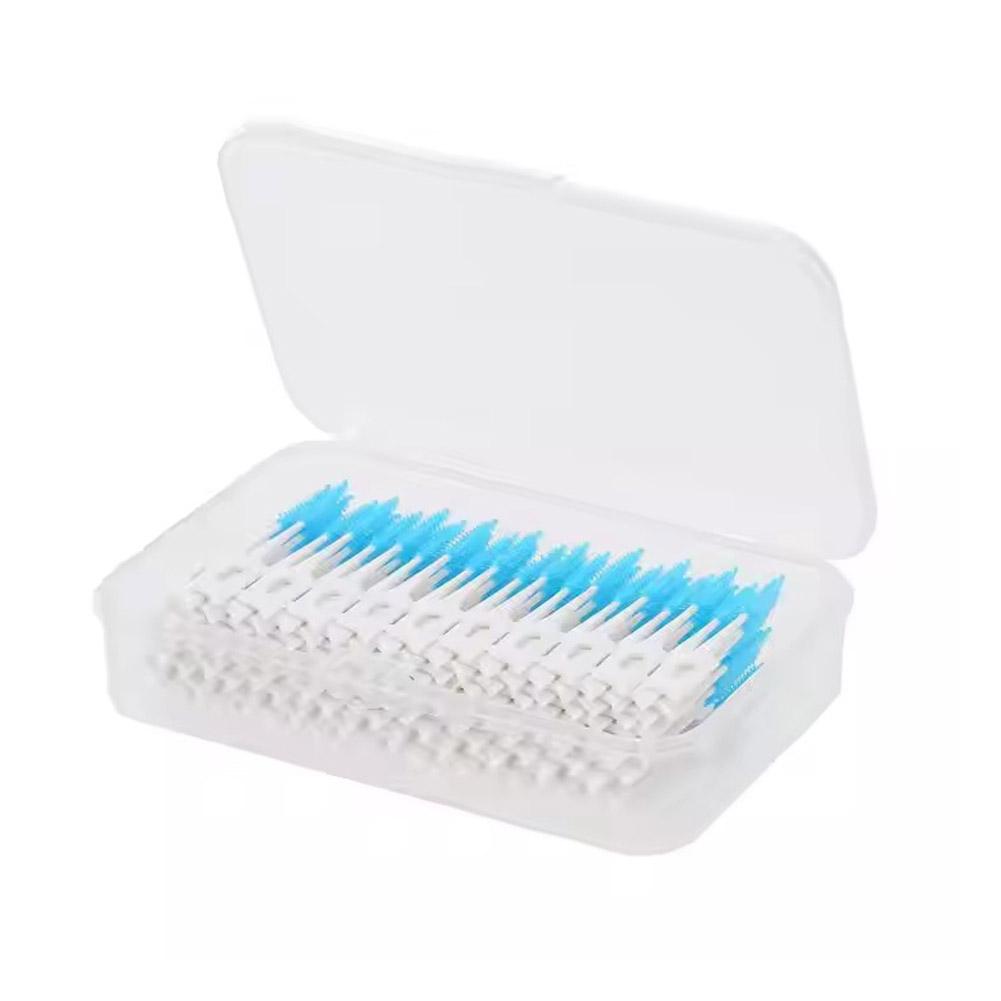 

High-end Interdental Silicone Brushes 100 Units Dental Toothpicks Brush Between Teeth With Thread Oral Cleaning Tools синий