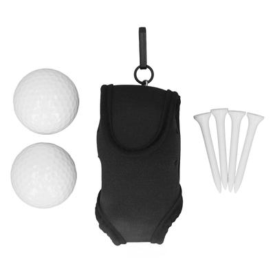 Golfer Ball Waist Bag Portable Neoprene Pouch Sports Belt Tee Holder with Peg Accessories Black