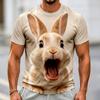 Funny 3D Animal Rabbit Print Men's T-shirt Street Personality Short Sleeve t shirts Fashion Casual Crew Neck Top Summer Clothing