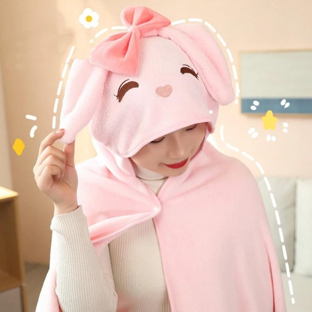 Cozy Air Conditioning Blanket Warm Kawaii Cloak Portable Blanket Shawl Blanket  Office Nap