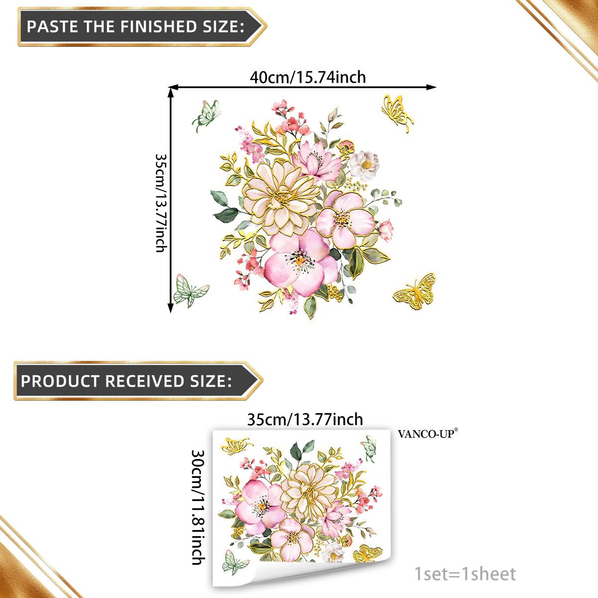 

Tj9020 Расписанная вручную наклейка на стену с изображением растений, цветов, бабочек и бронзовым напылением, для украшения детской комнаты, спальни, фона. Самоклеящаяся наклейка на стену